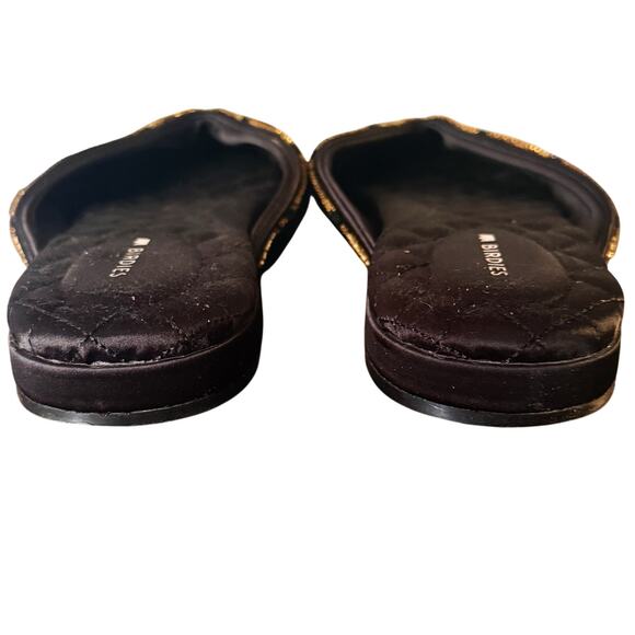 Birdies The Swan Deco Chevron Beaded Black Gold Loafers Flats Mules Size 8.5 - Picture 5 of 6